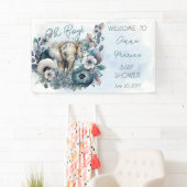 Elephant Oh Boy Blue Floral Baby shower Spandoek (Insitu)