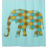 Elephant Olive Green Sky Blue Douchegordijn (Voorkant)