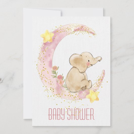 Elephant op een Moon Baby shower Kaart (Voorkant)