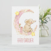 Elephant op een Moon Baby shower Kaart (Staand voorkant)