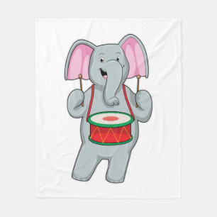 Elephant op Music met Drum Fleece Deken