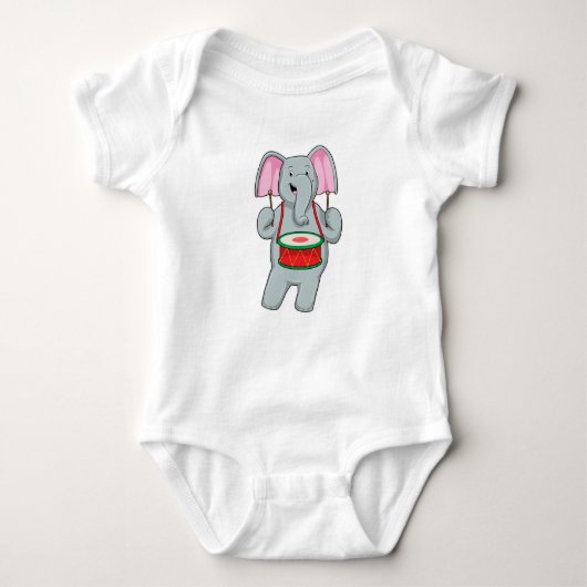 Elephant op Music met Drum Romper (Voorkant)