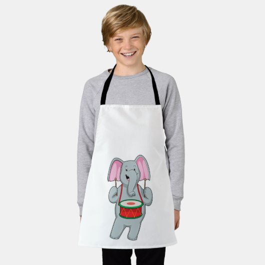 Elephant op Music met Drum Schort (Gedragen)