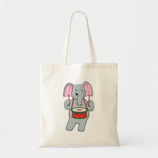Elephant op Music met Drum Tote Bag (Voorkant)