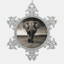 Elephant op Run Tin Sneeuwvlok Ornament