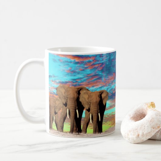 Elephant Opal Sunrise, Coffee Mok (Met donut)