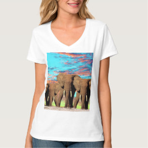 Elephant Opal Sunrise, Femme Vneck Tshirt