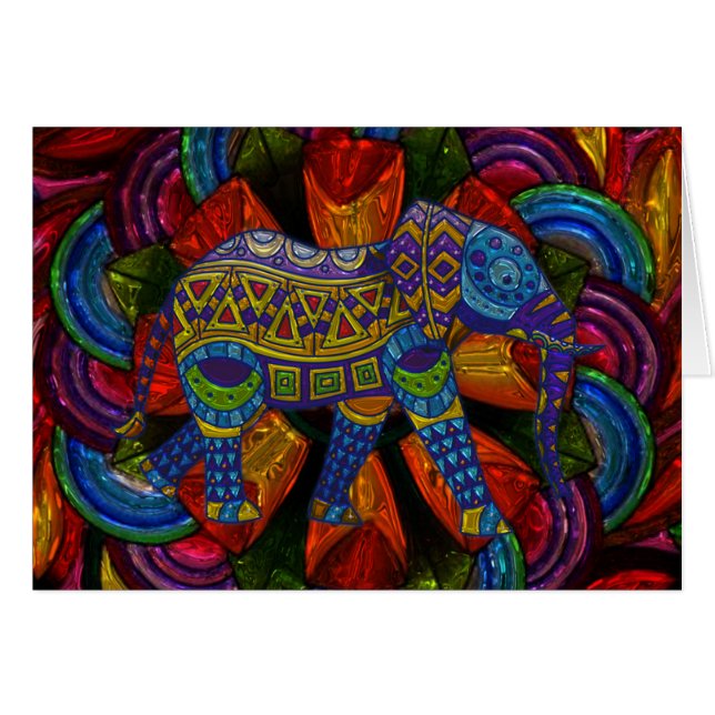 Éléphant Orné Coloré et Mandala (Devant Horizontal)