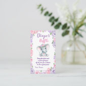 Elephant paars roze diaper Raffle Ticket Floral (Staand voorkant)