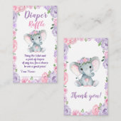 Elephant paars roze diaper Raffle Ticket Floral (Voorkant / Achterkant)