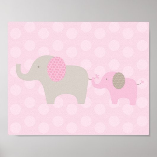 Elephant Parade Pink Taupe Nursery Wall Afdrukken Poster (Voorkant)