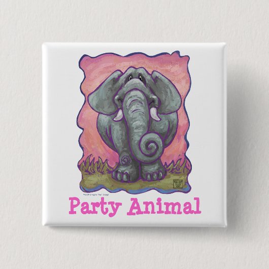 Elephant Party Animal Button (Voorkant)