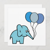 Elephant Party - Birth Announounding - Blue Kaart (Voorkant / Achterkant)