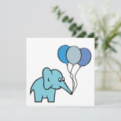 Elephant Party - Birth Announounding - Blue Kaart (Staand voorkant)