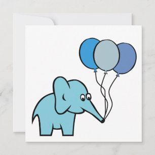Elephant Party - Birth Announounding - Blue Kaart