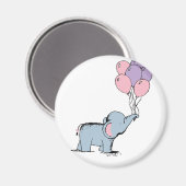 Elephant Pastel Waterverf Bunch Balloo Magneet (Voorkant / Achterkant)