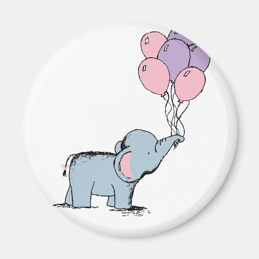 Elephant Pastel Waterverf Bunch Balloo Magneet (Voorkant)