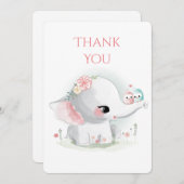 Elephant Pastel Waterverf Hartelijk dank Bedankkaart (Voorkant / Achterkant)