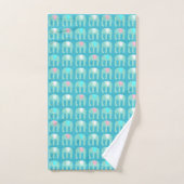 Elephant Pattern Aqua Bad Handdoek (Handdoek)