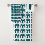 Elephant Pattern Blue Bad Handdoek (Insitu)