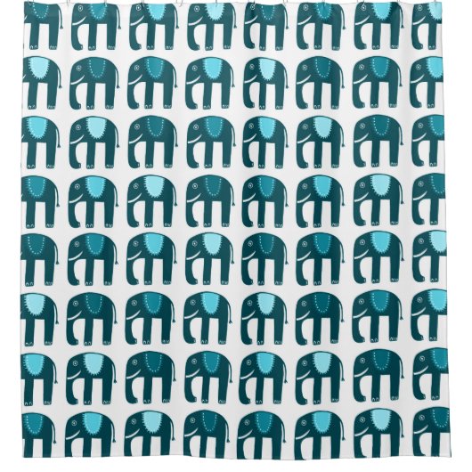 Elephant Pattern Blue Douchegordijn (Voorkant)