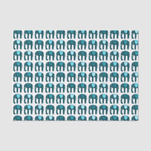 Elephant Pattern Blue Tissuepapier