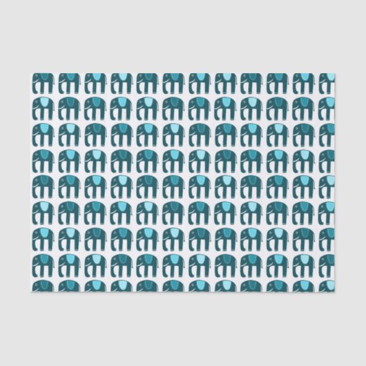 Elephant Pattern Blue Tissuepapier (Voorkant)