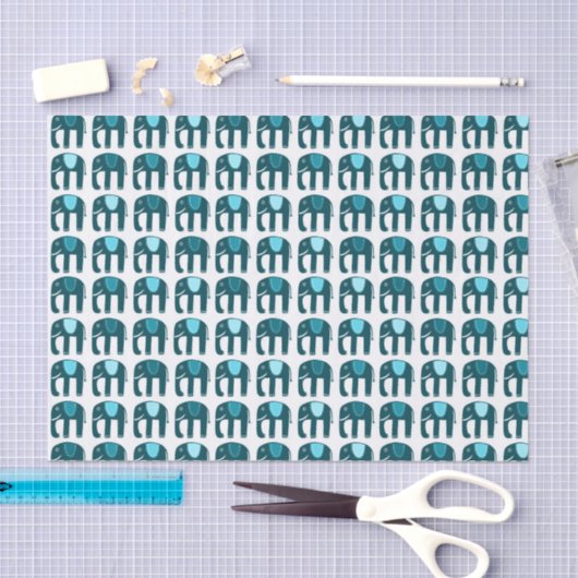 Elephant Pattern Blue Tissuepapier (Craft)