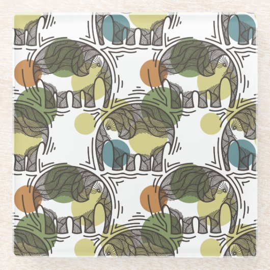 Elephant Pattern Glazen Onderzetter (Voorkant)