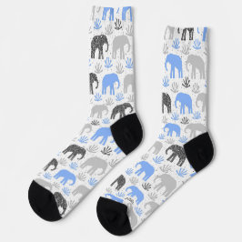 Elephant pattern gray blue glittery sokken