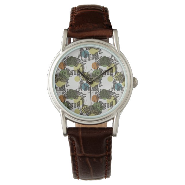Elephant Pattern Horloge (Voorkant)