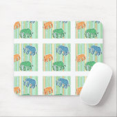 Elephant Pattern on Green Stripes Muismat (Met muis)
