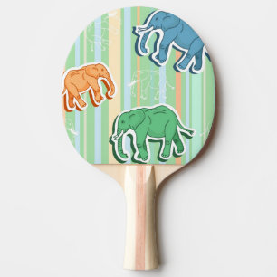 Elephant Pattern on Green Stripes Tafeltennisbatje