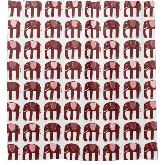 Elephant Pattern roze Red Douchegordijn (Voorkant)
