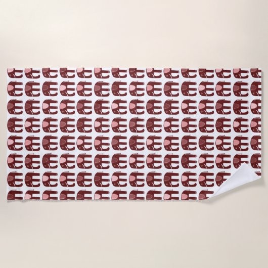 Elephant Pattern roze Strandlaken (Voorkant)