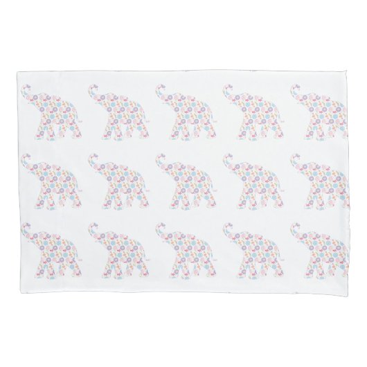 Elephant Pattern Waterverf Flowers Unieke Moderne Kussensloop (Voorkant)