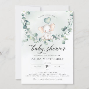 Elephant Peanut Baby shower Invitation Kaart