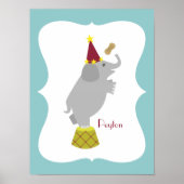 Elephant + Peanut Personalized Nursery Artwork Poster (Voorkant)