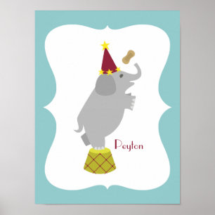 Elephant + Peanut Personalized Nursery Artwork Poster