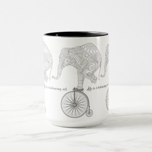 Elephant Penny Farthing Bicycle Balance Mok (Midden)