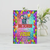 Eléphant personnage d'anniversaire invitation (Debout devant)