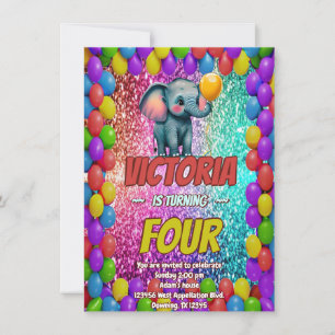 Eléphant personnage d'anniversaire invitation