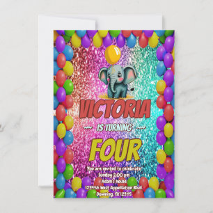 Eléphant personnage d'anniversaire invitation