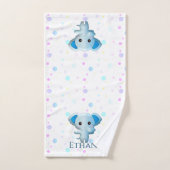 Eléphant petit garçon bleu mignon (Serviette à main)