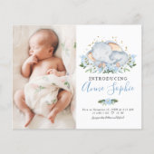 Elephant Photo Budget Birth Notice Cards (Voorkant)