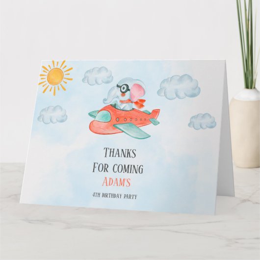 Elephant Pilot Birthday Folded Bedankt voor je kaa (Voorkant)