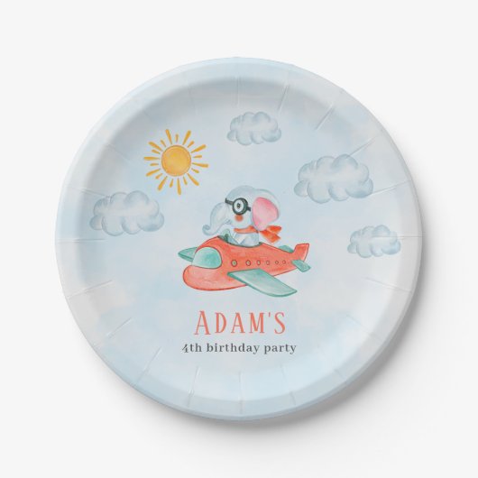 Elephant Pilot Birthday party Paper Bord (Voorkant)