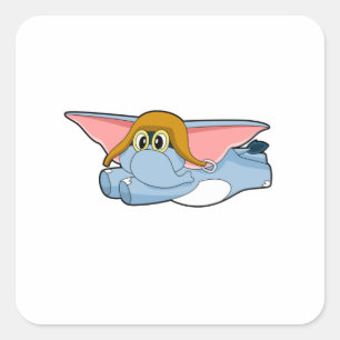 Elephant Pilot Pilot pet Vierkante Sticker