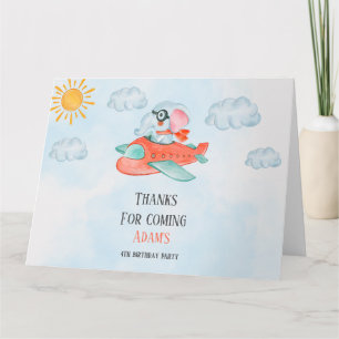 Elephant Pilote Anniversaire Plier Carte de remerc
