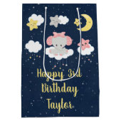 Elephant Pink and Navy Happy Birthday Medium Cadeauzakje (Achterkant)